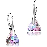 Chic Bijoux Austrian Crystal Earrings for Women Dangling, with 925 Sterling Silver Leverbacks, Gemstone Earrings for Ladies, Jewelry for mom