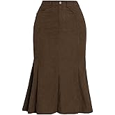 Allegra K Corduroy Skirt for Women Fall Winter High Waist Casual Work Bodycon Fishtail Midi Skirts