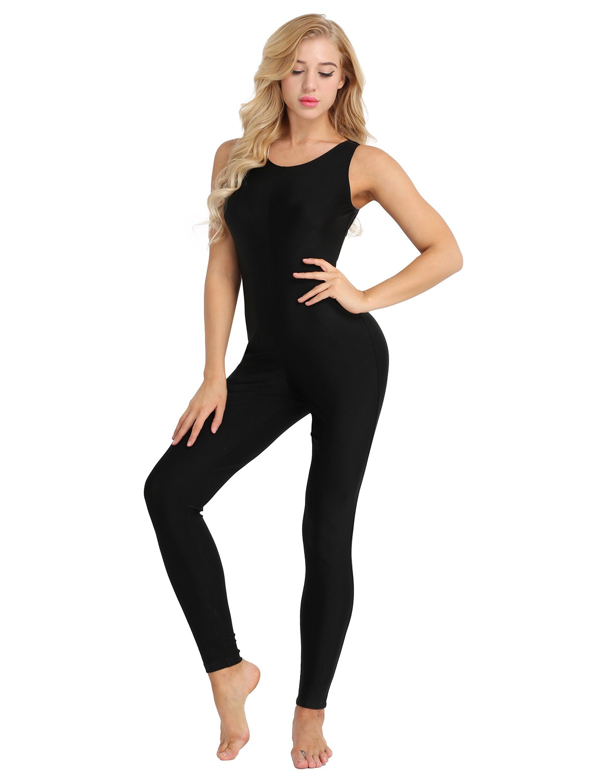 Womens Sleeveless Solid Tank Unitard Yoga Dance Leotard Bodysuit Jumpsuit Gymnastic