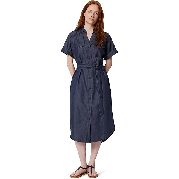 Amazon.com: Amazon Essentials Women's Short Sleeve Button Front Belted  Shirt Dress Dress, -Black, X-Small : Clothing, Shoes & Jewelry