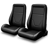 1Pair OBS Style Car Racing Seats Reclinable Low Back Bucket Seats w Sliders | Universal Adjustable Backrest Automotive Seats for Driver and Passenger Side Brackets Not Included