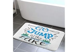Nautical Beach Sea Quote Go Jump in The Lake Bathroom Rug Bath Mat, Farm Country Life Life is Better On Lake Wooden Boat with