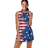 Curugaroo Women's Tennis Golf Dress with Shorts, Workout Sports Athletic Dresses for Women with Zipper Pockets