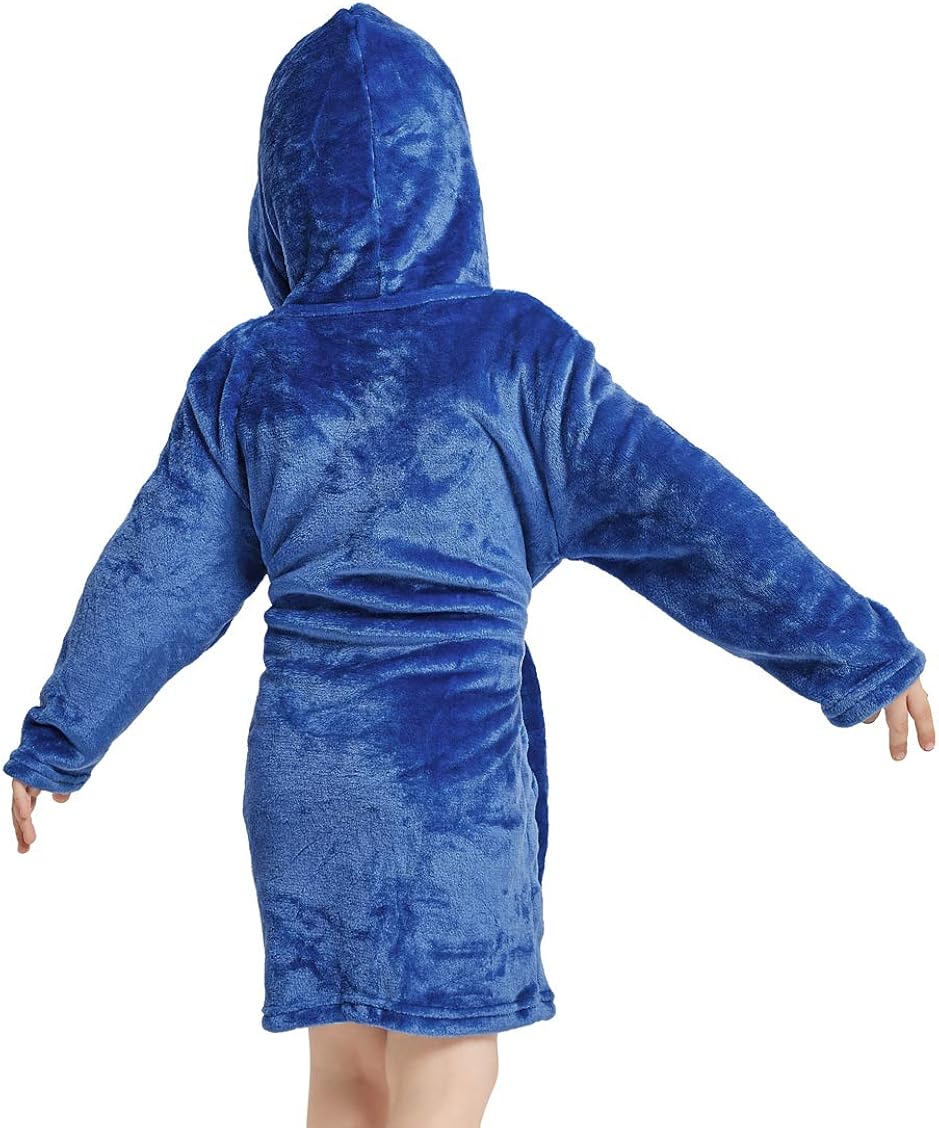 Kids Ultra-Soft Flannel Hooded Bathrobes for Boys and Girls: Clothing