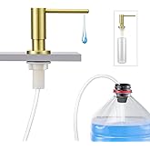 Aktines Kitchen Sink Soap Dispenser with 17 OZ Bottle and 40" Extension Tube Kit, Stainless Steel Built-in Soap Dispenser for Kitchen Sink or Countertop, in or Under Sink Installation, Brushed Gold