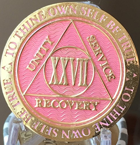 Recoverychip 27 Year AA Medallion Reflex Pink Gold Plated Chip