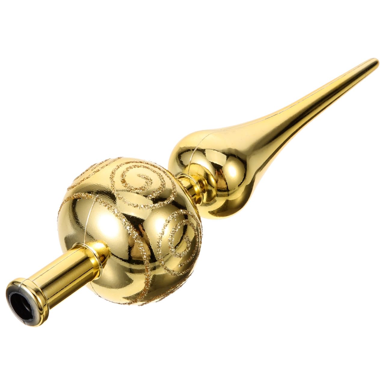 STOBOK Glass Finial Christmas Tree Topper Vintage Gold Tree Topper Glitter Christmas Ornament Xmas Holiday Party Decorations 23cm