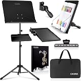 CAHAYA Sheet Music Stand Dual Use with Clamp-on Tray and Desktop Book Stand