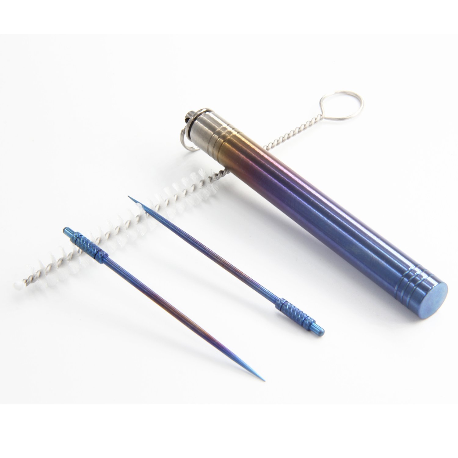 100 Titanium Pocket Toothpick Holder/Case with 2pcs Milled