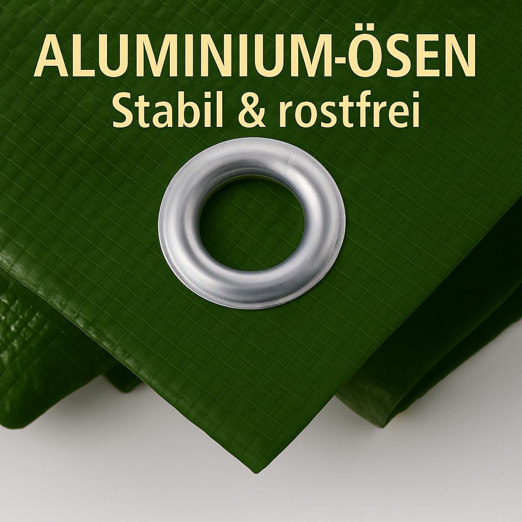 Abio Abdeckplane 4x6m Grün 100g/m² Wasserdicht mit Ösen Plane Gewebeplane Tarp Schutzplane für Haus & Garten Holz Gartenmöbel Camping Haus 2