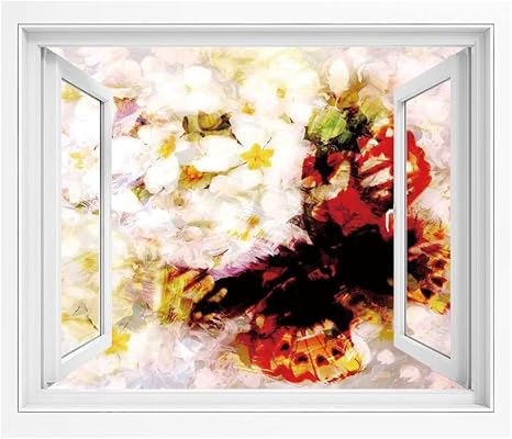 Amazon ペイズリーの装飾 絵画風 壁紙ポスター はがせるシール式 90x60 Cm 蘭の花ジャスミンと蝶と花の庭抽象的な装飾 壁紙ポスター ステッカー 多色 ウォールステッカー オンライン通販
