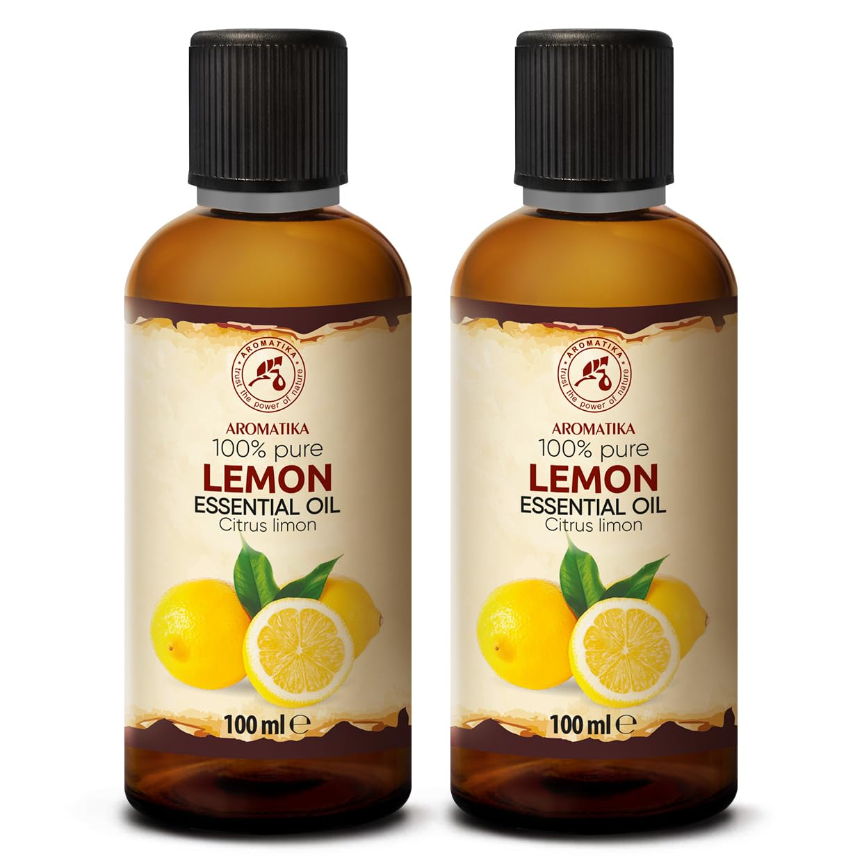 Lemon Essential Oil 2x100 ml - Citrus Limon - Fragrance Oil - for Diffuser and Aroma Lamp - Sauna - Aroma Soap - Candle - Aromatherapy - Fresh Scent - Air Freshener