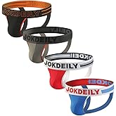 JOKDEILY Mens Jockstrap Underwear Athletic Supporters 4-Pack Mesh Breathable Active Thongs For Men