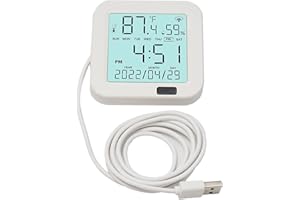 WiFi Smart Room Thermometer and Hygrometer with LCD Screen, USB Powered Temperature & Humidity Sensor for Tuya Smart and Smar