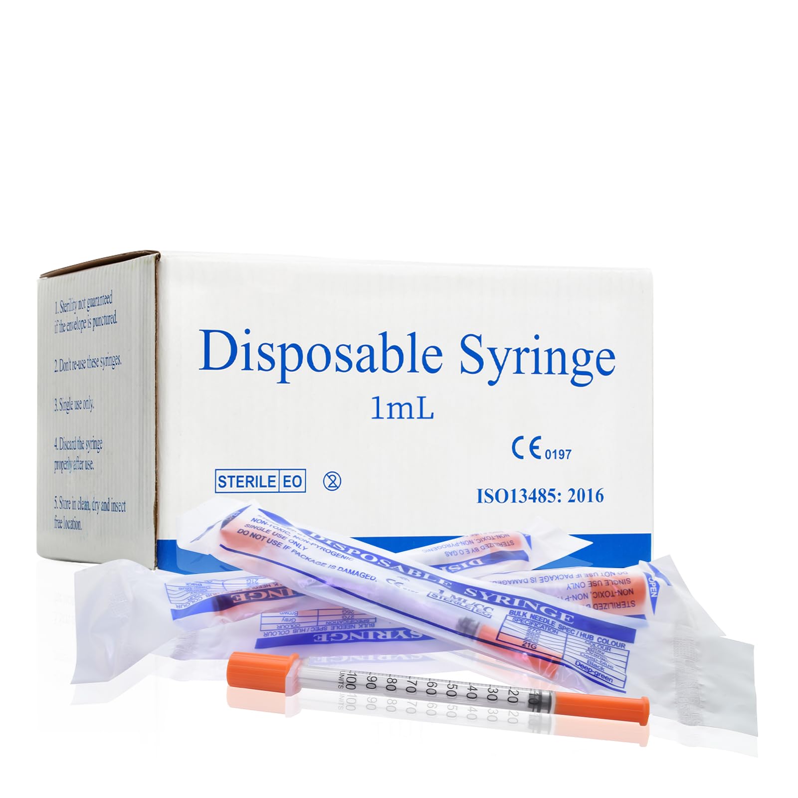 Photo 1 of U-100 1ml 31 Gauge 5/16" Syringe, Individually Packed 100 PACK