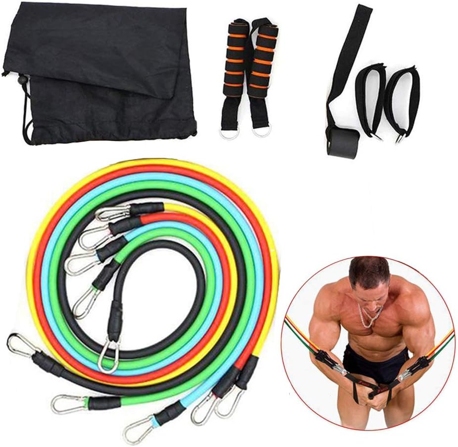 11-piece Exercise Resistance Band Set, Elastic Fitness Band, With Handle For Home Training Sports Yoga