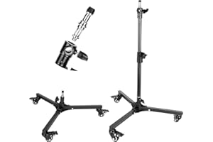 HAHAWALKER Photography Light Stand Base with Casters,Wheeled Floor Light Stand, Foldable Low-Angle/Tabletop Shooting Base Stand for Studio Monolight,Reflector,Diffuser...