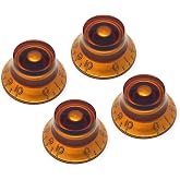 Vintage Forge Amber Top Hat Bell Knobs Compatible with Epiphone Les Paul Import Electric Guitar (Set of 4) Fits 18 Coarse-Spline Alpha (Metric) Split Shaft Pots Recessed RB18M-AM4