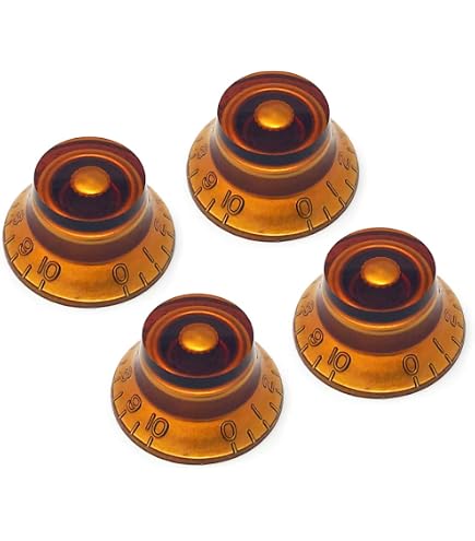 1 BLACK Volume Tone Control Bell Hat Knob GOLD Letter USA Gibson