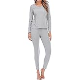Locachy Cotton Thermal Underwear for Women Ultra Soft Long Johns Top & Bottom Set