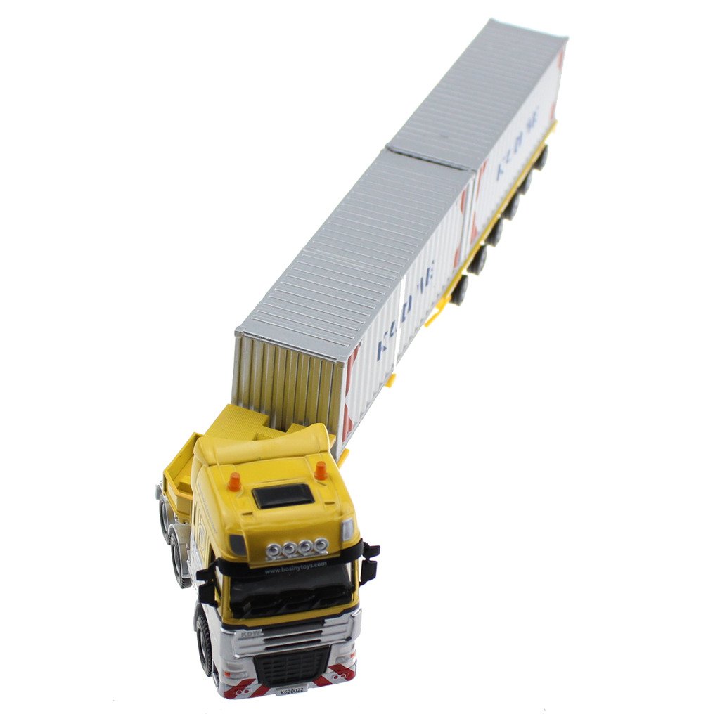 Hugine 1:50 Container Truck Low Bed Transport Vehicle Truck Goods Wagon Lorry Alloy Diecast Model Yellow