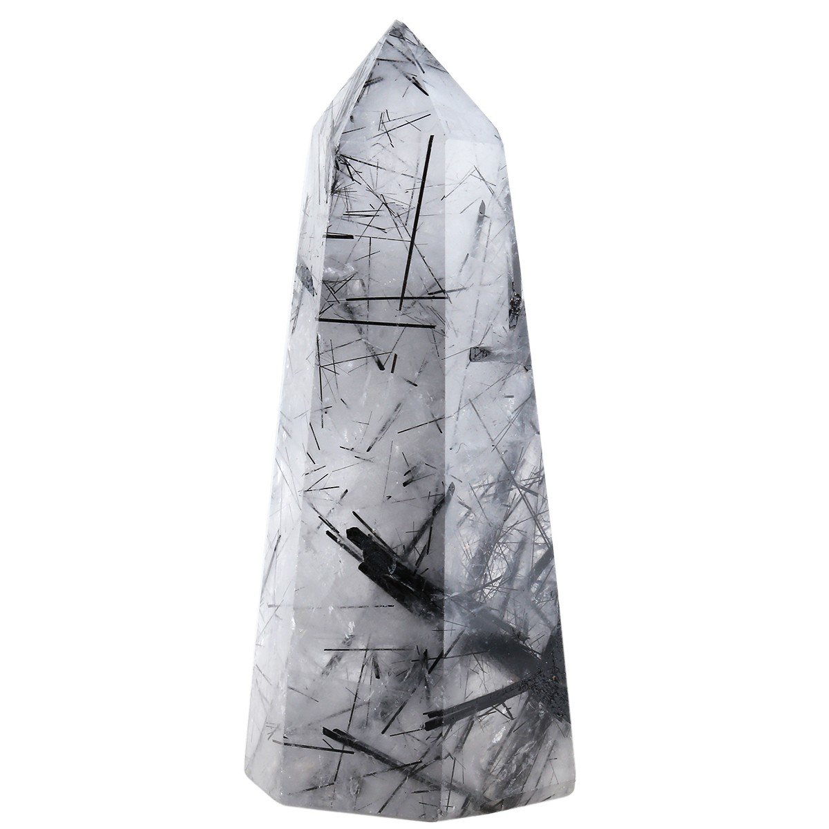 mookaitedecor Healing Crystal Wands 6 Faceted Single Point Reiki Chakra Meditation Home Decor,Black Rutilated Quartz