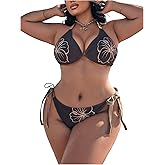 Verdusa Women's Plus Size 2 Piece Halter Bikinis Floral Bikini Sets Tie Side Bathing Suits Vacation Outfits