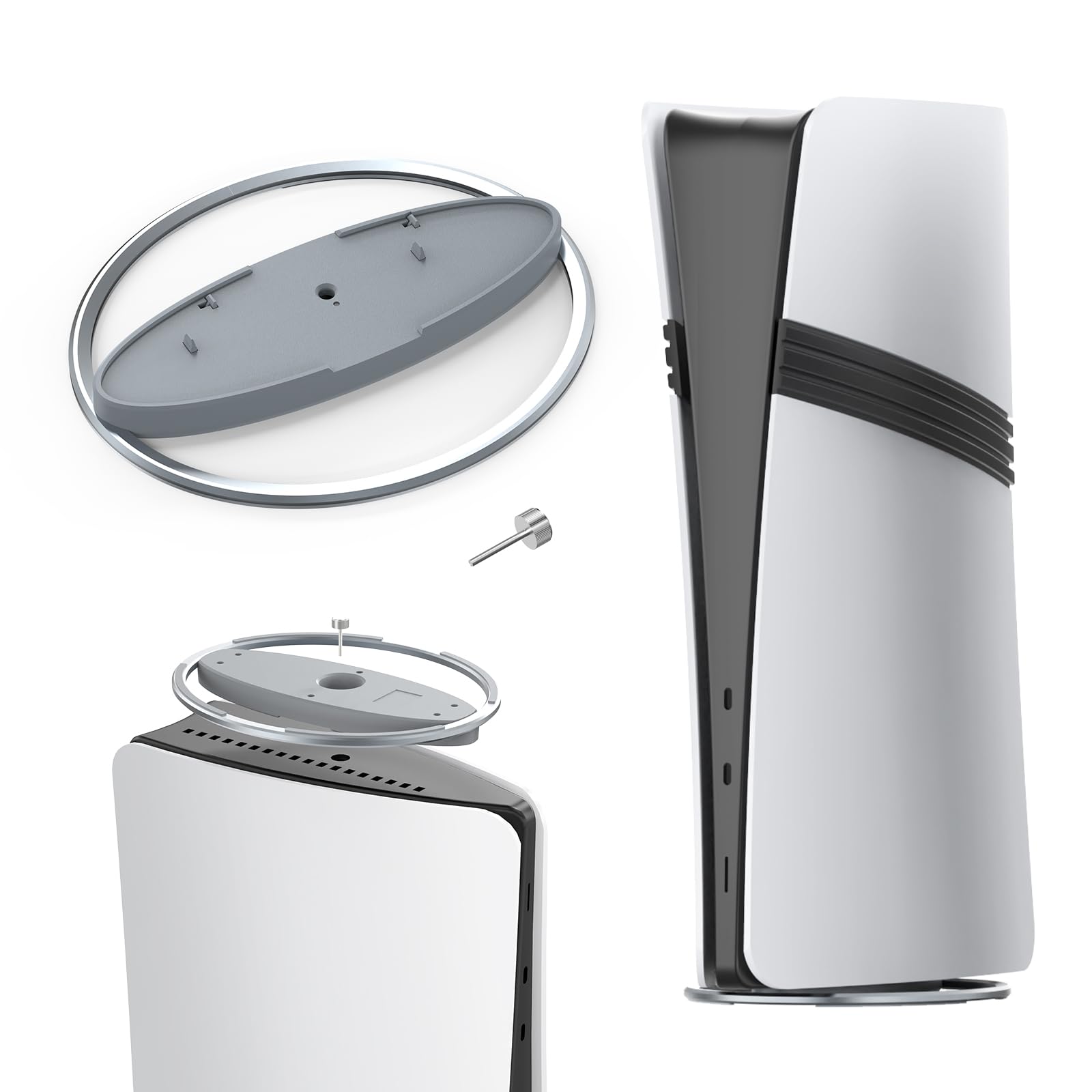 Photo 1 of TEHAOUU Game Console Docking Stand for PS5PRO Slim, Game Console Upright Stand for PS5 Console All Series Universal (Gray)