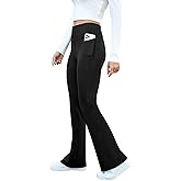 keriffe Women's Flare Yoga Pants with Side Pockets High Waist Casual Bootcut Leggings Tummy Control