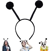 Beviliu Antenna Headband Costume with Bendable Plush Pompom Bopper Bee/Snail/Ant/Insect Cosplay Adult, Halloween Christmas Birthday Party, Black, 1 Pack