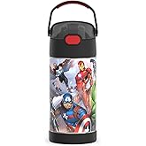 THERMOS FUNTAINER Water Bottle with Straw - 12 Ounce - Kids Stainless Steel Vacuum Insulated Water Bottle with Lid, Avengers