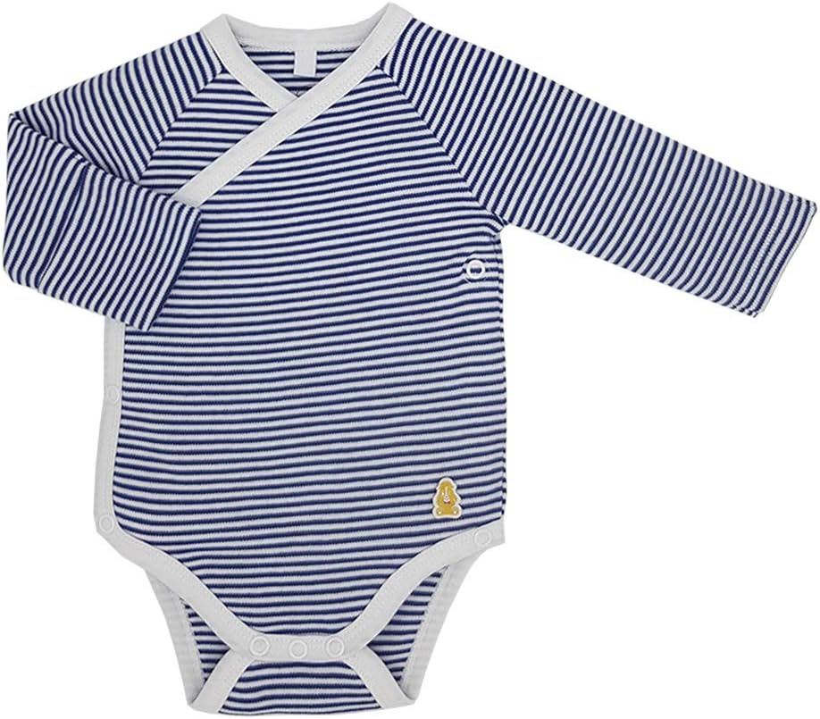 Baby Side Snap Kimono Bodysuit, 100% GOTS Organic Certified Sleepsuit, 100% Cotton Unisex Long Sleeve Gown, Teddley’s Signature Col. Romper Jumpsuit for Baby Boys & Baby Girls Alike