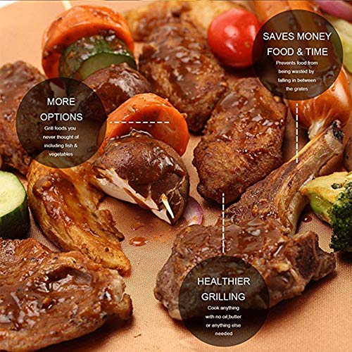 image for LokiLux BBQ Grill Mat Set of 10, Non Stick Barbecue Copper Grill Bakin