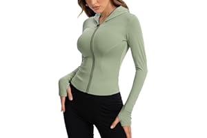 Beftwo Women Bbl Jackets with Hood Compression Workout Tops Lined or Unlined Lightweight Yoga Gym Jacket with Thumb Hole