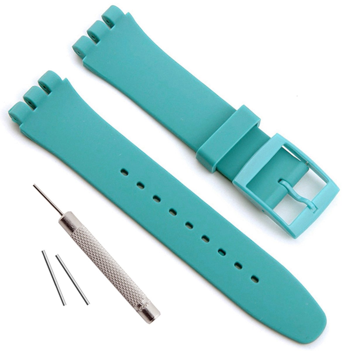 Waterproof Silicone Rubber Watch Strap Watch Band for Swatch (17mm 19mm 20mm) (20mm, Cyan)
