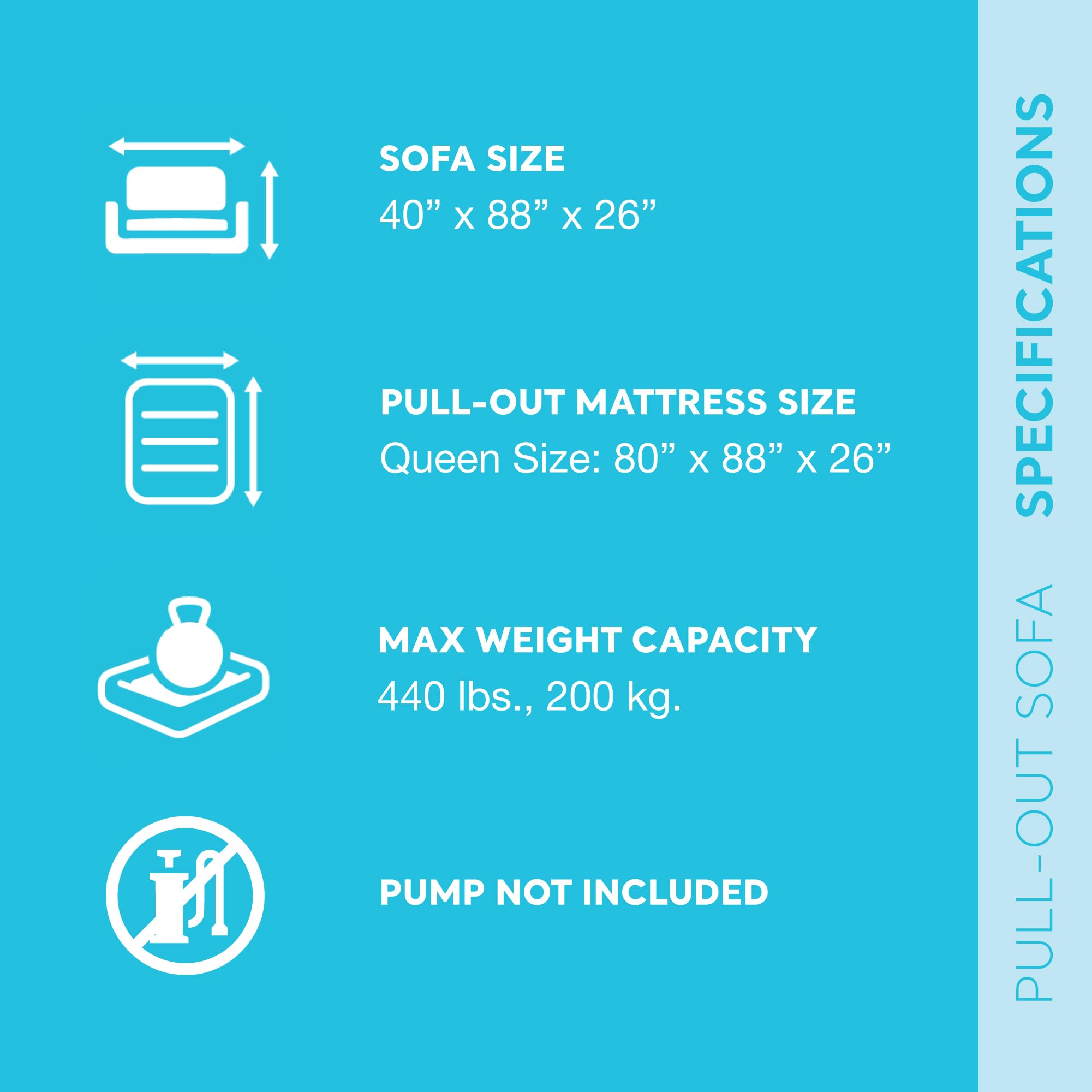Intex Inflatable Pull-Out Sofa: Velvety Surface, 2-in-1 Valve, Cupholder, 46