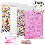 YUEAON 4 pack floam beads slime supplies (45000+2000+1000)pcs 0.08-0.32 inch (2-4-9mm) styrofoam foam beads balls for kids crafts-small+big-colorful-rainbow,white,pink