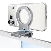 Itramax 360&deg; Continuity Camera iPhone Webcam Mount for iMac&amp;Desktop Monitor | Magnetic Phone Webcam Holder Stand,Metal Rings,for MagSafe iPhone 18 17 16 15 14 13 12 Pro Max,Apple TV,Studio Display,Gray