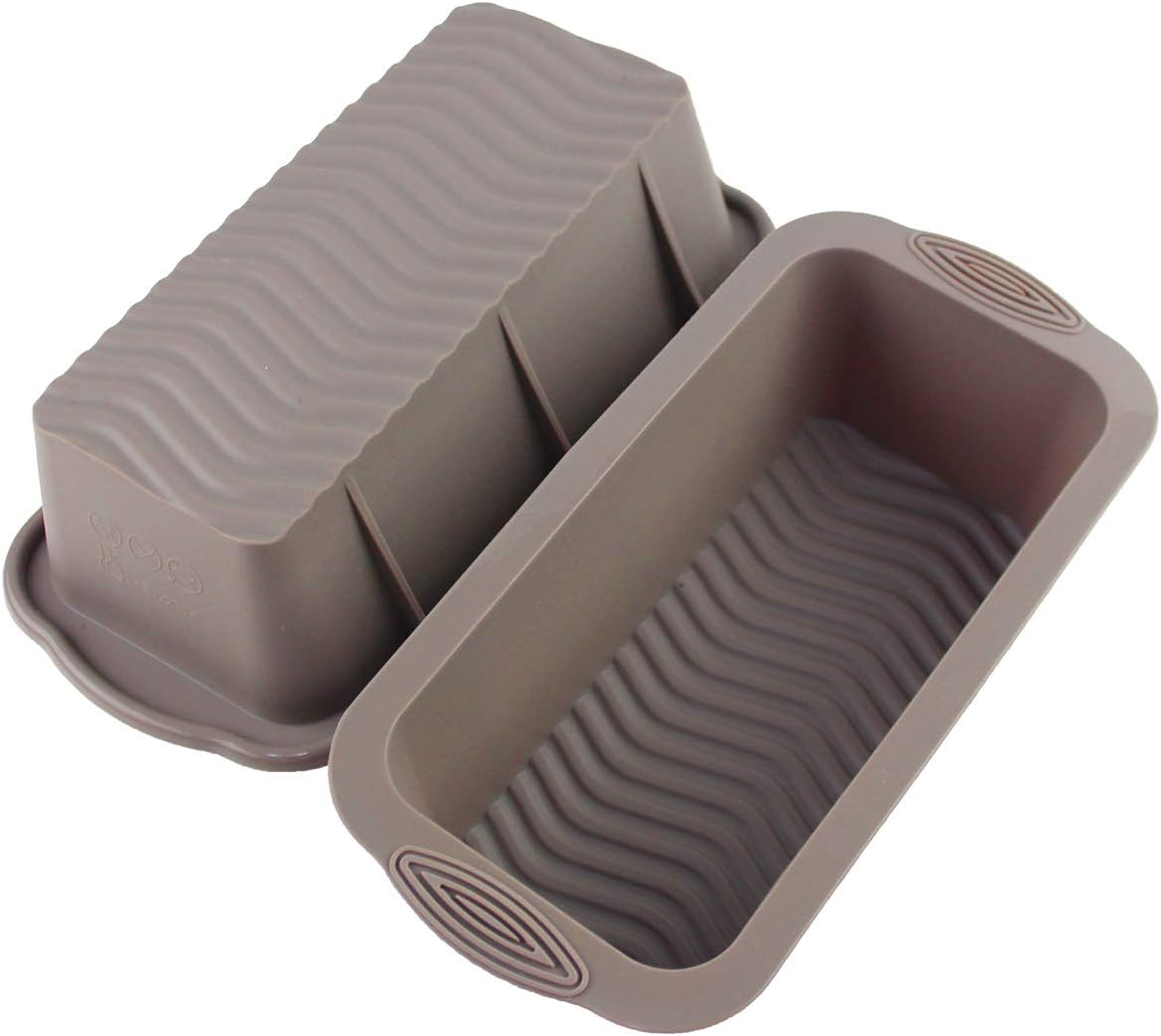 Bread Loaf Pan 2Pack, Aichoof Silicone Cake Baking Mold NonSlip Hand Design NonStick Loaf Pan