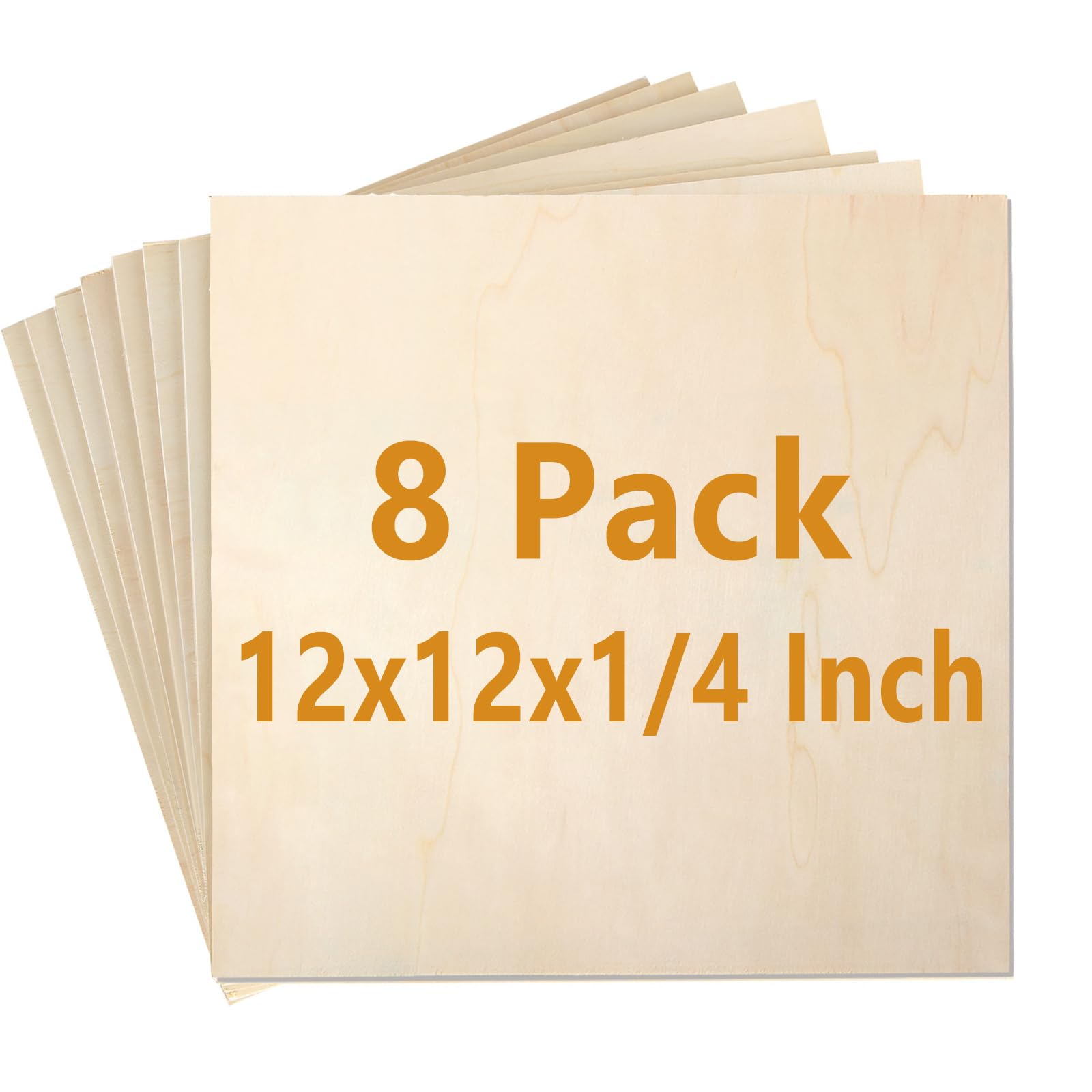 Photo 1 of 8 Pack 12 x 12 x 1/4 Inch Baltic Birch Plywood 6mm Birch Wood Sheets Unfinished Wood Squares Wood Board for Painting, DIY Project, Wood Burning, Architectural Model, Laser Cutting and Engraving