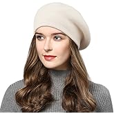 AICHUAN Womens Winter Beret Hat, Angora Knitted Beanie Cap Fall Winter French Classic Beret