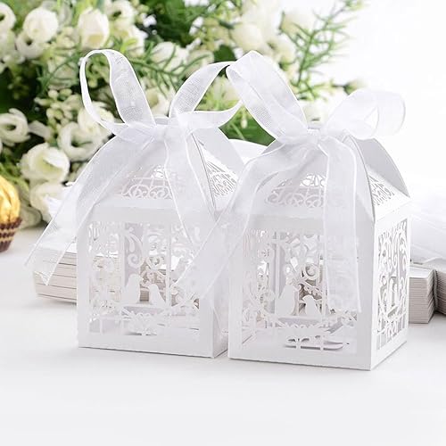 50 Luxury Designer Ivory/Cream Gold Wedding Cake Boxes Amazon.co.uk