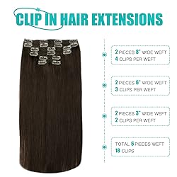 SURNEL Clip in Hair Extensions Real Human Hair 6pcs