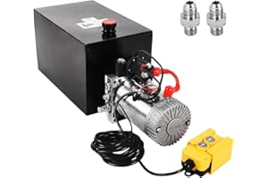 VAIDPRO 15 Quart Hydraulic Pump 12V DC Single Acting Electric Hydraulic Pump 3.9 Gallon Dump Trailer Pump 3200 PSI Hydraulic Power Unit Metal Reservoir for Dump Trailer Car Lifting