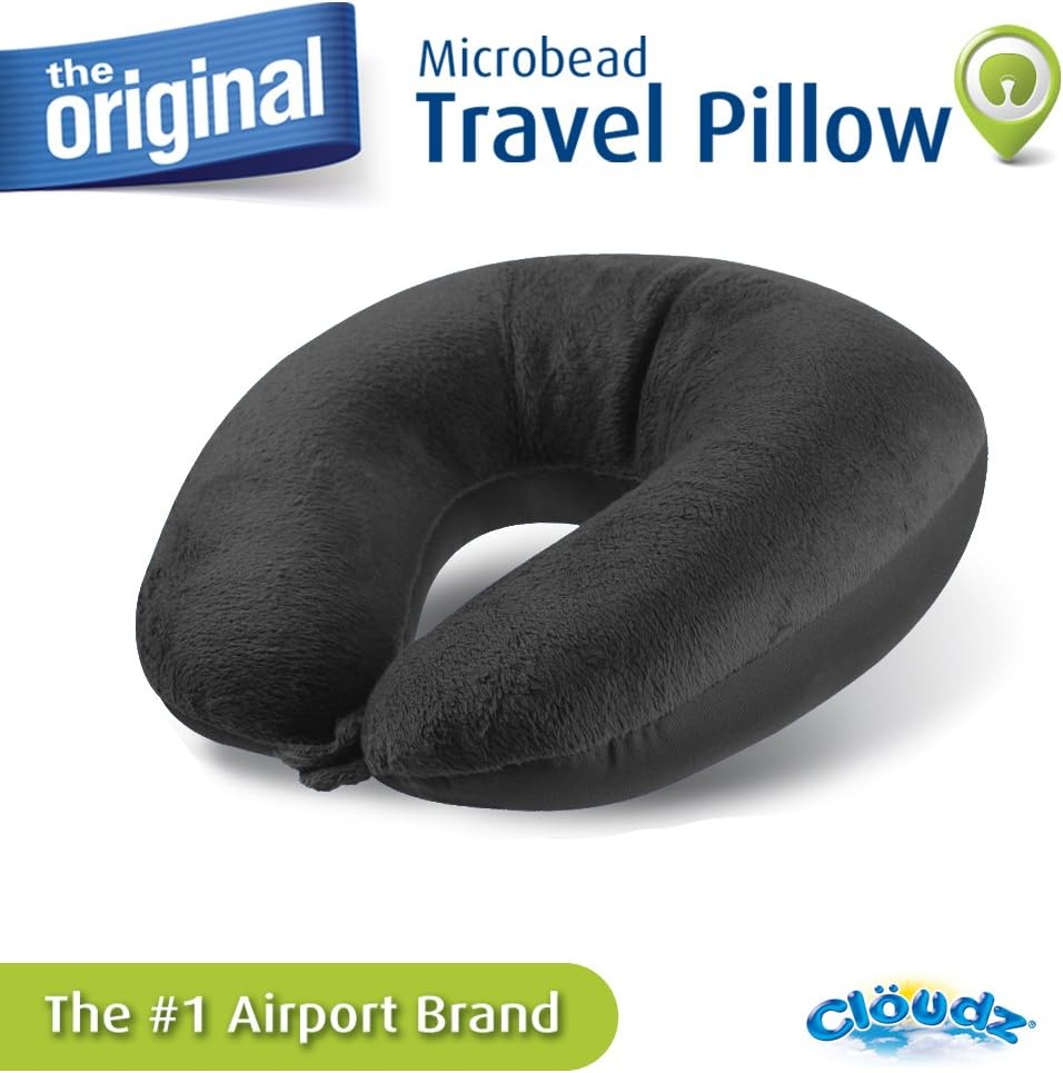 Cloudz Microbead Travel Neck Pillow - Black: Home & Kitchen