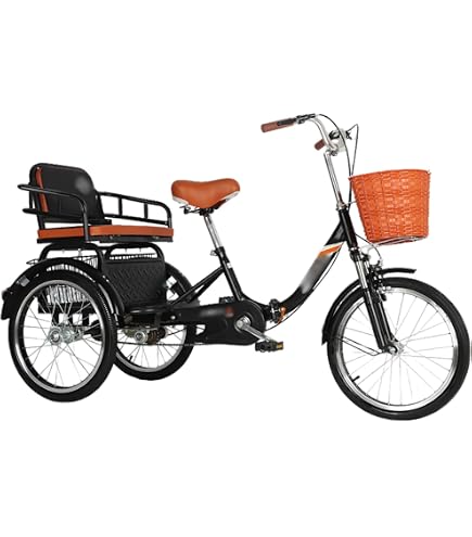 Tricycle Adulte Pliable 20 Pouces – 3 Roues – Panier 30 Kg – Freins V Et Parking – Bleu