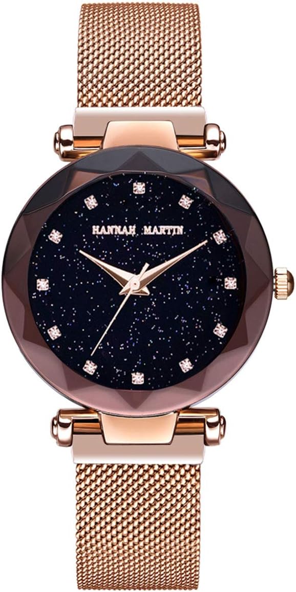 Hannah Martin Japan Quartz Women's Watch Stainless Steel mesh Magnetic Buckle Band Waterproof Ladies Watches