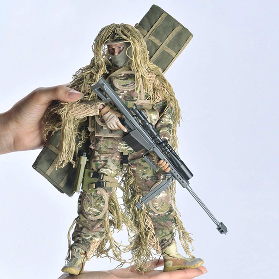 Photo 1 of MoJyetli Soldier Action Figure Model, 12 Inch 1/6 Realistic Army Military Police Sniper Soldier Model Set with Accessories Collection Gifts for Adults (Camouflage All Terrain)