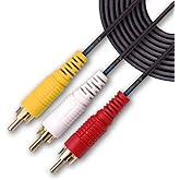 SatelliteSale 3 Male to 3 Male RCA Audio Video AV Composite Cable Universal Wire PVC Black Cord 3 feet