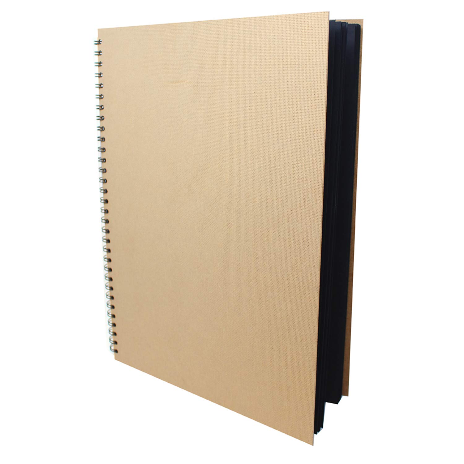 Artway Enviro – Spiral Bound A3 Black Card Sketchbook – Portrait - 60 Sides/30 Pages of Recycled 270gsm Black Card – 100% Recycled Sketchbook / Scrapbook